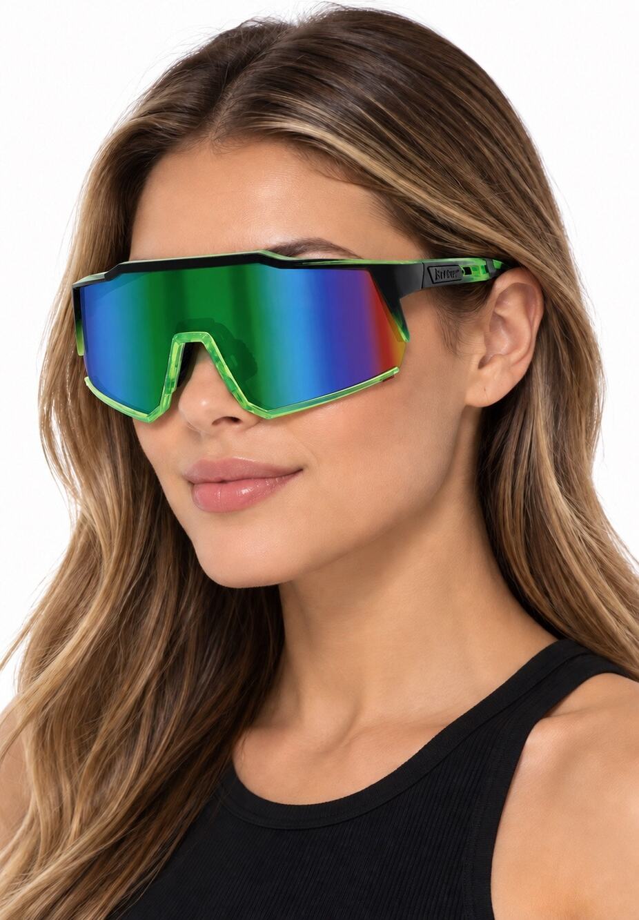 BEARPAW Lime Green Reflective Snow Ski Glasses Mororcycle Shield Sunglasses